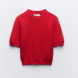 Zara Bright Red Knit Top